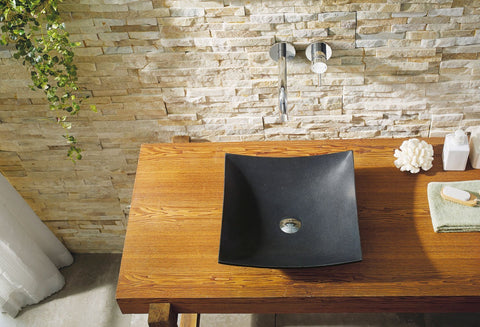 Image of Virtu USA Apollo Natural Stone Bathroom Vessel Sink in Shanxi Black Granite VST-2003-BAS