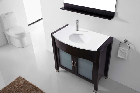 Image of Virtu USA Ava 36" Single Vanity with Aqua Tempered Glass countertop UM-3071-S-ES