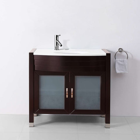 Image of Virtu USA Ava 36" Single Vanity with Aqua Tempered Glass countertop UM-3071-S-ES