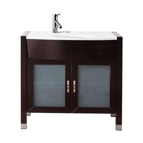 Image of Virtu USA Ava 36" Single Vanity with Aqua Tempered Glass countertop UM-3071-S-ES