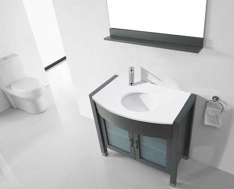 Image of Virtu USA Ava 36" Single Vanity with Aqua Tempered Glass countertop UM-3071-S-ES