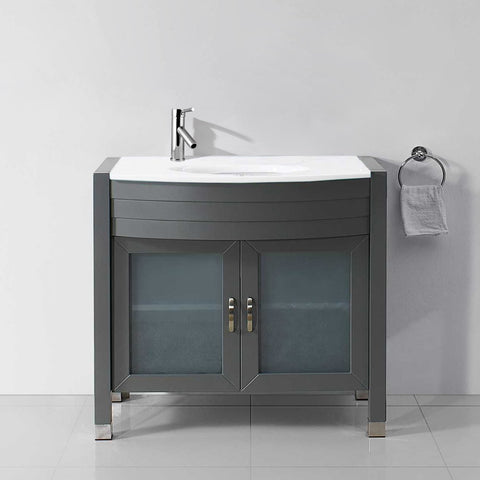 Image of Virtu USA Ava 36" Single Vanity with Aqua Tempered Glass countertop UM-3071-S-ES