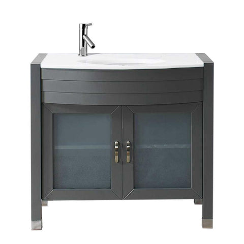 Image of Virtu USA Ava 36" Single Vanity with Aqua Tempered Glass countertop UM-3071-S-ES