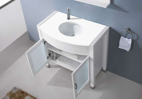 Image of Virtu USA Ava 36" Single Vanity with Aqua Tempered Glass countertop UM-3071-S-ES