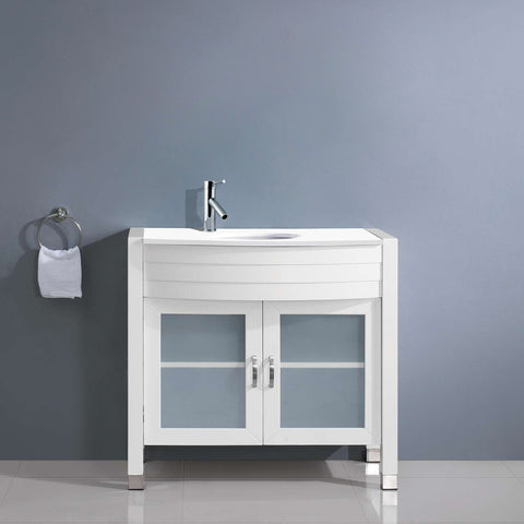 Image of Virtu USA Ava 36" Single Vanity with Aqua Tempered Glass countertop UM-3071-S-ES