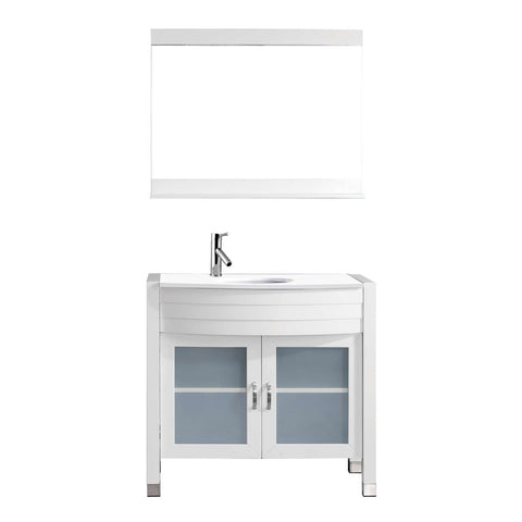 Image of Virtu USA Ava 36" Single Vanity with Aqua Tempered Glass countertop UM-3071-S-WH