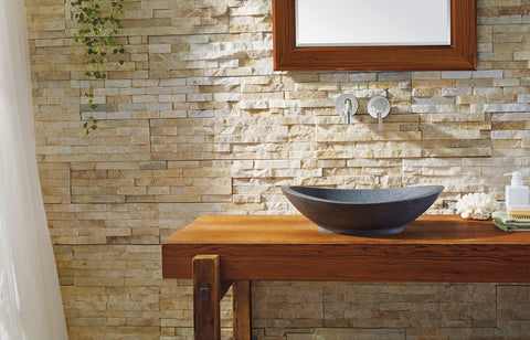 Image of Virtu USA Bia Natural Stone Bathroom Vessel Sink in G654 Granite VST-2071-BAS