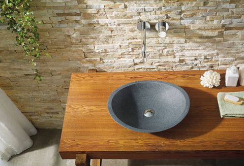 Image of Virtu USA Bia Natural Stone Bathroom Vessel Sink in G654 Granite VST-2071-BAS