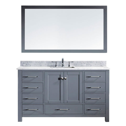 Image of Virtu USA Caroline 60" Single Bathroom Vanity MS-2060-WMSQ-GR