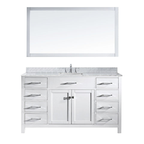 Image of Virtu USA Caroline 60" Single Bathroom Vanity MS-2060-WMSQ-WH