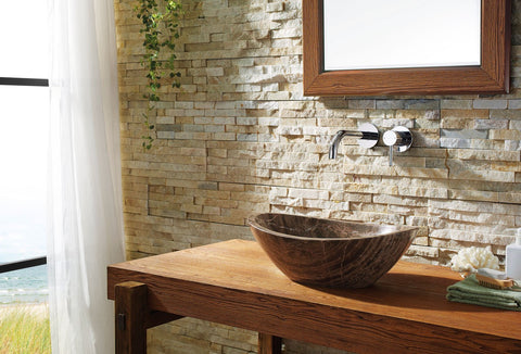 Image of Virtu USA Doris Natural Stone Bathroom Vessel Sink in Coffee Marble VST-2069-BAS