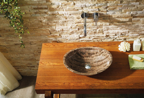 Image of Virtu USA Doris Natural Stone Bathroom Vessel Sink in Coffee Marble VST-2069-BAS