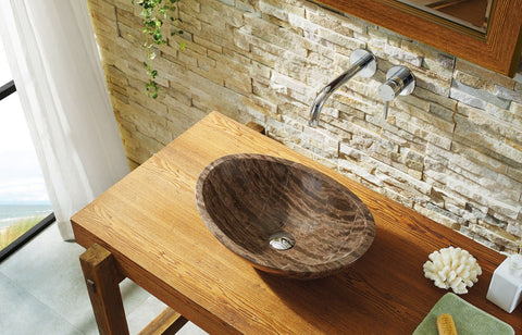 Image of Virtu USA Doris Natural Stone Bathroom Vessel Sink in Coffee Marble VST-2069-BAS