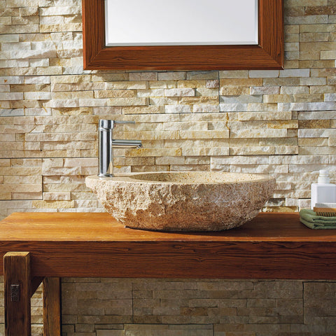 Image of Virtu USA Elysia Natural Stone Bathroom Vessel Sink in G682 Granite VST-2075-BAS