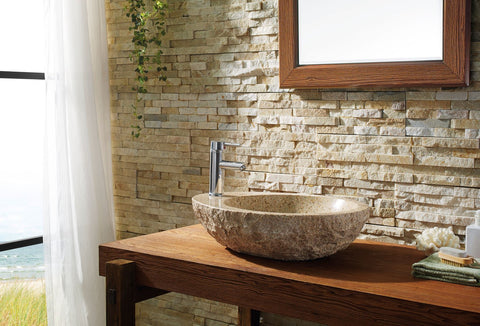 Image of Virtu USA Elysia Natural Stone Bathroom Vessel Sink in G682 Granite VST-2075-BAS