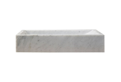 Image of Virtu USA Eros Natural Stone Bathroom Vessel Sink in Bianco Carrara Marble VST-2047-BAS