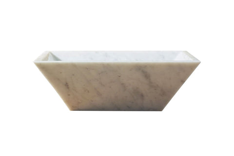 Image of Virtu USA Helios Natural Stone Bathroom Vessel Sink in Bianco Carrara Marble VST-2045-BAS