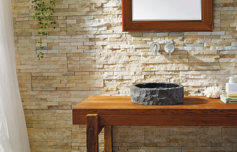 Image of Virtu USA Hercules Natural Stone Bathroom Vessel Sink in Shanxi Black Granite VST-2057-BAS