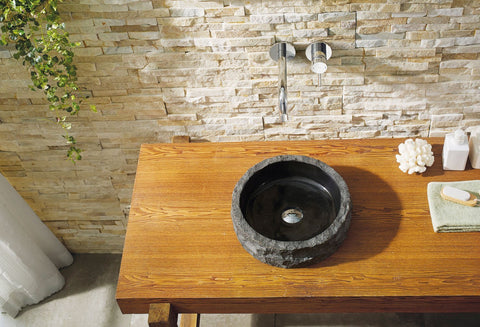 Image of Virtu USA Hercules Natural Stone Bathroom Vessel Sink in Shanxi Black Granite VST-2057-BAS