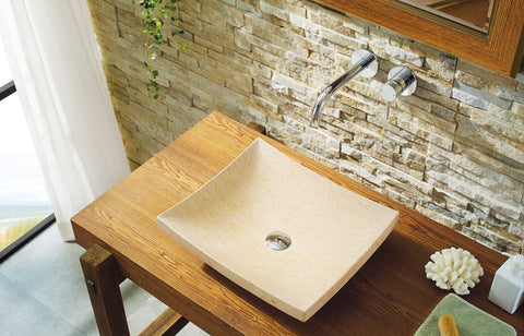 Image of Virtu USA Icarus Natural Stone Bathroom Vessel Sink in Sunny Yellow Marble VST-2013-BAS