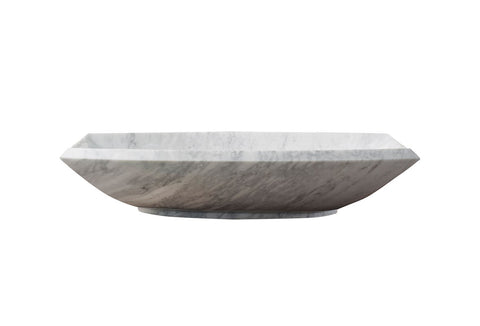 Image of Virtu USA Kirke Natural Stone Bathroom Vessel Sink in Bianco Carrara Marble VST-99IT-BAS
