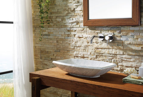 Image of Virtu USA Kirke Natural Stone Bathroom Vessel Sink in Bianco Carrara Marble VST-99IT-BAS