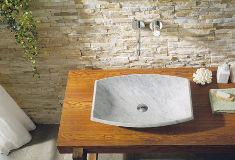 Image of Virtu USA Kirke Natural Stone Bathroom Vessel Sink in Bianco Carrara Marble VST-99IT-BAS