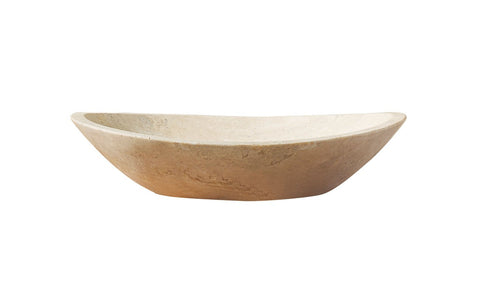 Image of Virtu USA Leda Natural Stone Bathroom Vessel Sink in Beige Travertine Marble VST-2091-BAS