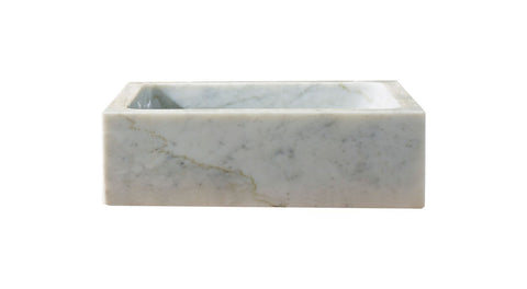 Image of Virtu USA Mya Natural Stone Bathroom Vessel Sink in Bianco Carrara Marble VST-2011-BAS