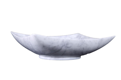 Image of Virtu USA Nephele Natural Stone Bathroom Vessel Sink in Bianco Carrara Marble VST-2103-BAS