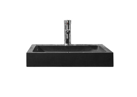 Image of Virtu USA Nester Natural Stone Bathroom Vessel Sink in Shanxi Black Granite VST-2017-BAS