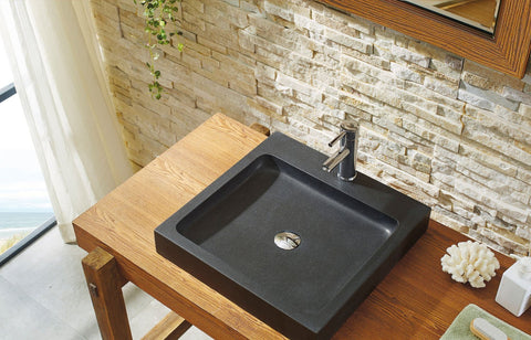 Image of Virtu USA Nester Natural Stone Bathroom Vessel Sink in Shanxi Black Granite VST-2017-BAS