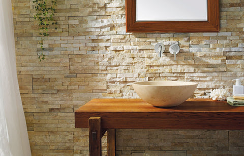 Image of Virtu USA Nyx Natural Stone Bathroom Vessel Sink in Beige Travertine Marble VST-2133-BAS