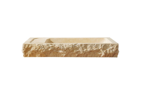 Image of Virtu USA Orion Natural Stone Bathroom Vessel Sink in Galala Beige Marble VST-2021-BAS