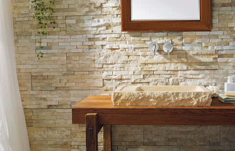 Image of Virtu USA Orion Natural Stone Bathroom Vessel Sink in Galala Beige Marble VST-2021-BAS