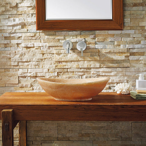 Image of Virtu USA Phoenix Natural Stone Bathroom Vessel Sink in Honey Onyx Marble VST-2061-BAS