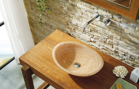 Image of Virtu USA Phoenix Natural Stone Bathroom Vessel Sink in Honey Onyx Marble VST-2061-BAS
