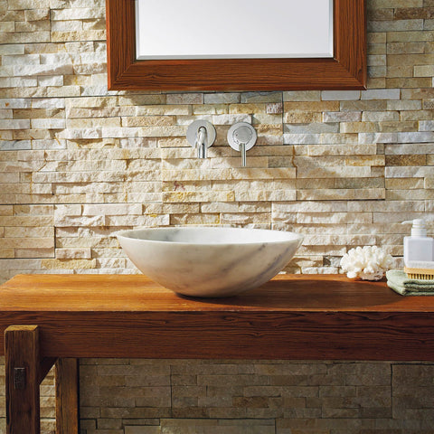 Image of Virtu USA Thia Natural Stone Bathroom Vessel Sink in Guangxi White Marble VST-2107-BAS