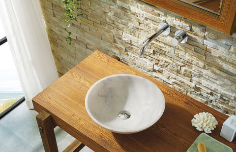 Image of Virtu USA Thia Natural Stone Bathroom Vessel Sink in Guangxi White Marble VST-2107-BAS