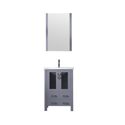 Image of Volez 24" Dark Grey Single Vanity | Integrated Top | White Integrated Square Sink and 22" Mirror