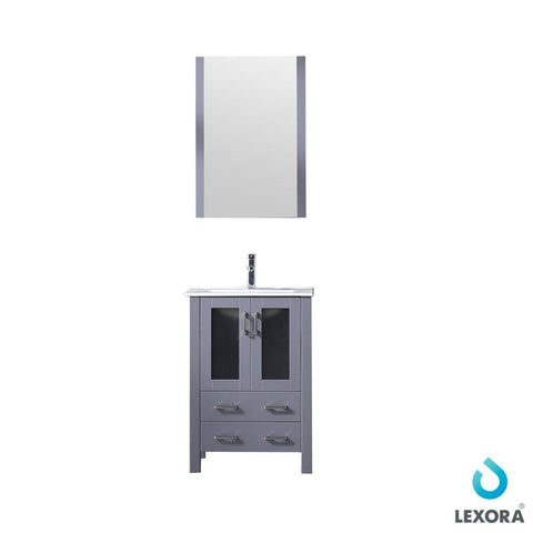 Image of Volez 24" Dark Grey Single Vanity | Integrated Top | White Integrated Square Sink and 22" Mirror