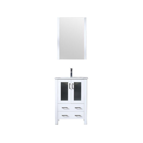 Image of Volez 24" White Single Vanity | Integrated Top | White Integrated Square Sink and 22" Mirror