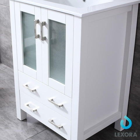 Image of Volez 24" White Single Vanity | Integrated Top | White Integrated Square Sink and 22" Mirror