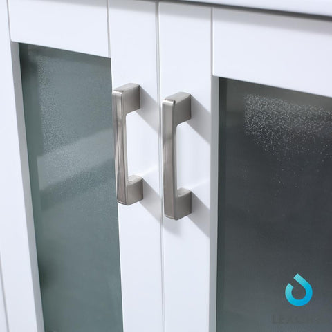 Image of Volez 36" White Single Vanity w/ Side Cabinet | Integrated Top | White Integrated Square Sink and 22" Mirror