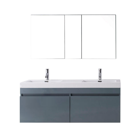 Image of Virtu USA Zuri 55" Double Bathroom Vanity with White Polymarble Top