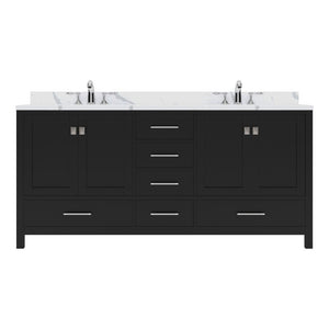 Details of the Virtu USA Caroline Avenue 72" Double Bath Vanity in Espresso with Calacatta Quartz Top and Square Sinks | GD-50072-CCRO-ES-NM