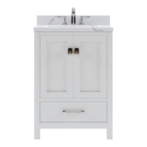Details of the Virtu USA Caroline Avenue 24" Single Bath Vanity in White with Calacatta Quartz Top and Round Sink | GS-50024-CCRO-WH-NM