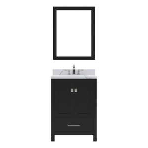 Details of the Virtu USA Caroline Avenue 24" Single Bath Vanity in Espresso with Calacatta Quartz Top and Square Sink with Brushed Nickel Faucet with Matching Mirror | GS-50024-CCSQ-ES-001