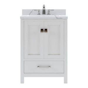 Details of the Virtu USA Caroline Avenue 24" Single Bath Vanity in Gray with Calacatta Quartz Top and Square Sink | GS-50024-CCSQ-WH-NM