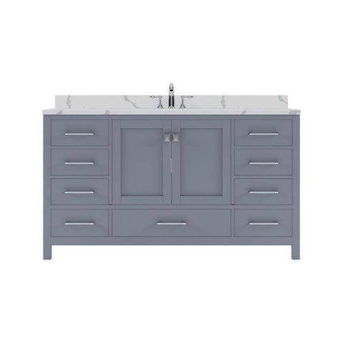 Image of Details of the Virtu USA Caroline Avenue 60" Single Bath Vanity in Gray with Calacatta Quartz Top and Round Sink | GS-50060-CCRO-GR-NMThe Caroline Avenue vanity collection emanates an understated elegance that brings beauty and grace to just about any living space.
